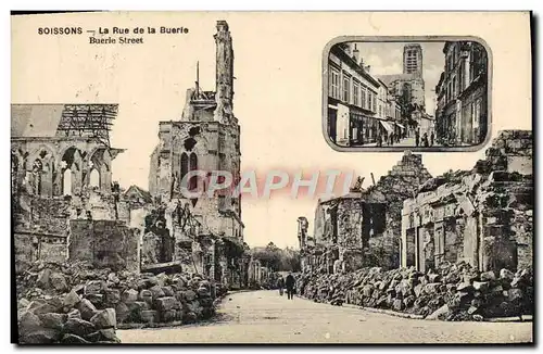 Cartes postales Soissons La Rue de la Buerie Militaria