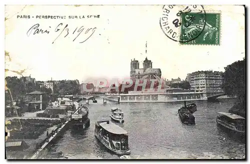 Ansichtskarte AK Paris Perspective Sur la Seine Bateau Peniche