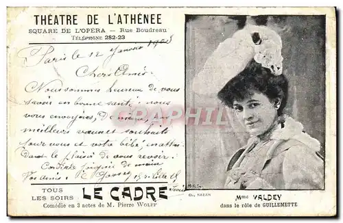 Cartes postales Theatre de l&#39Athenee Square de l&#39Opera Rue Boudreau Mme Valdey Guillemette