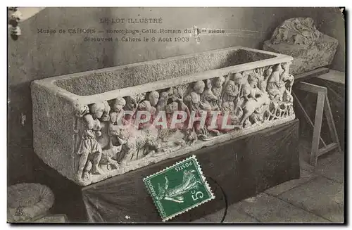 Ansichtskarte AK Musee de Cahors Sarcophage Gallo Romain