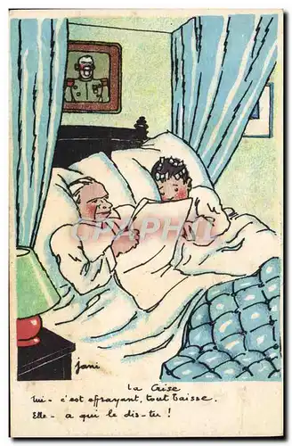 Cartes postales Fantaisie Humour Jani La crise