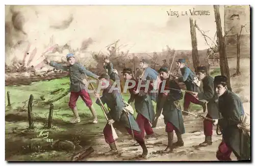 Cartes postales Fantaisie Vers la victoire Militaria