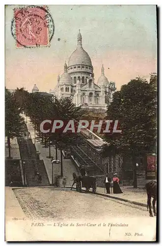 Cartes postales Paris L&#39Eglise Du Sacre Coeur Et Le Funiculaire Montmartre