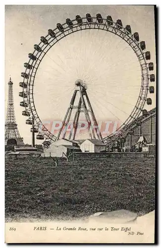 Cartes postales Paris La Grande Roue Vue Sur La Tour Eiffel