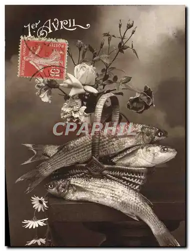 Cartes postales Fantaisie 1er Avril Poissons