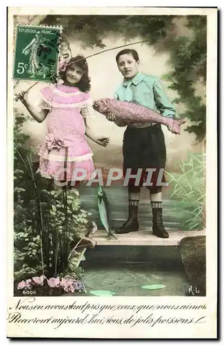 Cartes postales Fantaisie Enfants Peche Poisson