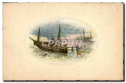 Cartes postales Fantaisie Bateau Peche