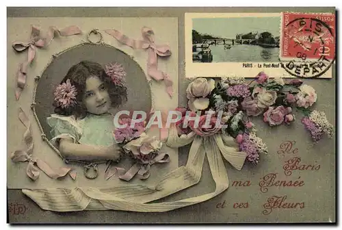 Cartes postales Fantaisie Enfant Paris Le pont neuf (carte toilee)