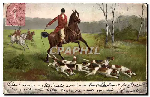 Cartes postales Hippisme Chasse Chiens