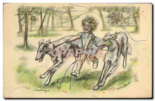 Cartes postales Fantaisie Enfant Chien