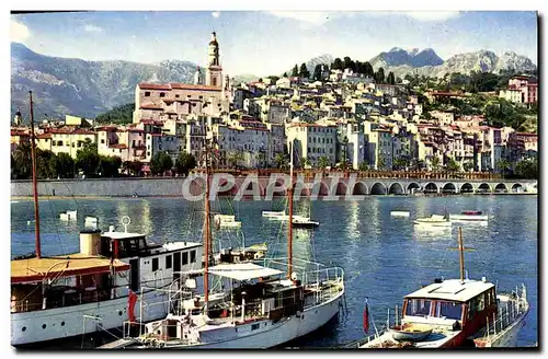 Cartes postales moderne Les Sites Merveilleux De La Cote D&#39Azur Menton La vieille ville vue du port