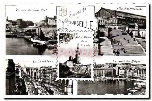 Cartes postales moderne Marseille Un coin du vieux port Escalier monumental Canebiere Le Quai des Belges