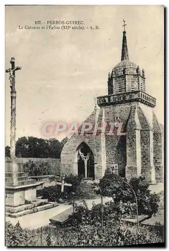 Cartes postales Perros Guirec Le Calvaire Et I'Eglise