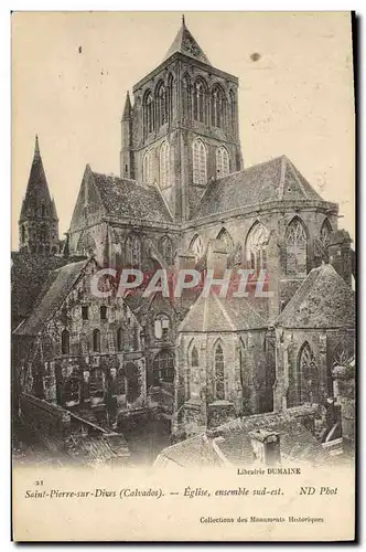 Cartes postales Saint Pierre Sur Dives Eglise Ensemble Sud Est Cachet Caen au Mans