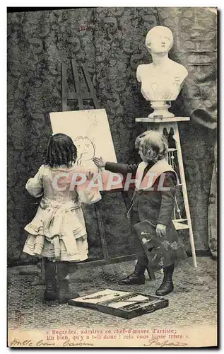 Cartes postales Fantaisie Enfants Peintre