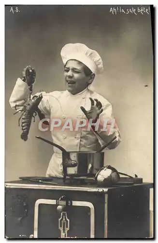 Cartes postales Ah La Sale Bete Chef Homard