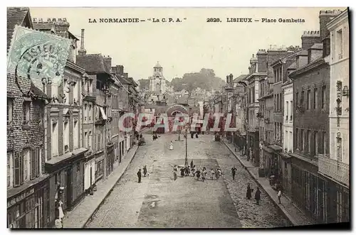 Cartes postales La Normandie Lisieux Place Gambetta Enfants courant l&#39epee a la main