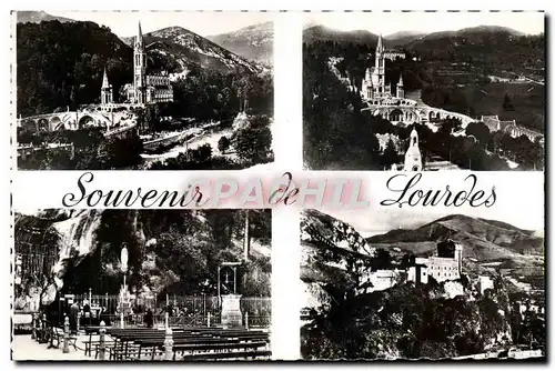 Cartes postales moderne Lourdes La Grotte et le chateau fort La basilique