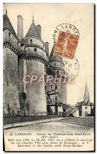 Cartes postales Langeais Entre Du Chateau Avee Pont Levis