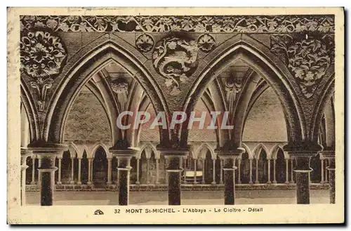 Cartes postales Mont St Michel L'abbaye Le Cioitre Detail