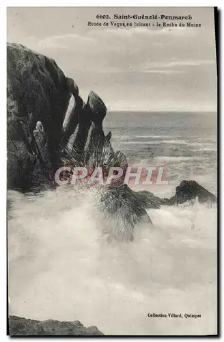 Cartes postales Saint Guenole Penmarch Etude de vague se brisant a la roche du moine