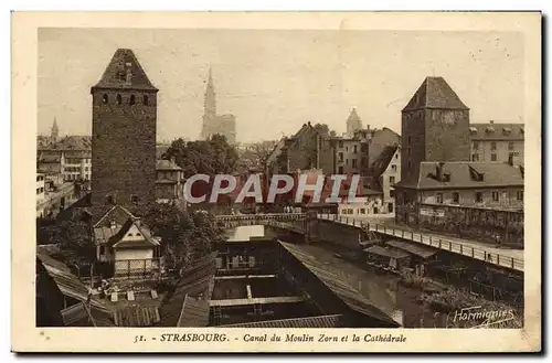 Cartes postales Strasbourg Canal Du Moulin Zorn Et La Cathedrale