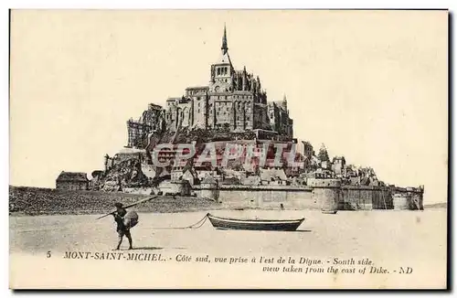 Cartes postales Mont Saint Michel Cote Sud Vue Prise A L&#39est de la digue