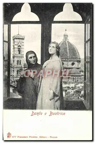 Cartes postales Dante e Beatrice Firenze
