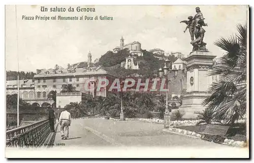 Cartes postales Un Saluto Da Genova Piazza principe col Monumento al duca di Galliera