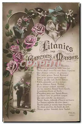 Cartes postales Fantaisie Litanies garcons a marie