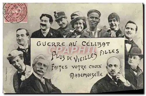 Cartes postales Fantaisie Guerre au celibat Plis de vieilles filles Hommes