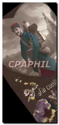 Cartes postales J&#39ai Cueilli ces fleurs pour toi Militaria Homme