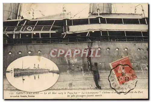 Cartes postales Saint Nazaire Le 28 Mai 1915 Le Paquebot La Champagne s&#39echoue