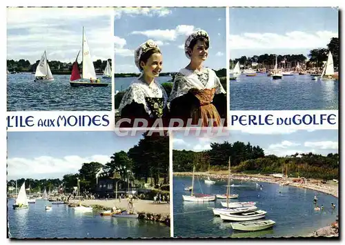 Cartes postales moderne L'Ile Aux Moines Perle Du Golfe Le port la grande plage la plage des Garets et fillettes en c