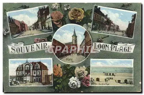 Ansichtskarte AK Souvenir Loon Plage Centre du village Route nationale vers Calais Vue de la page L&#39eglise