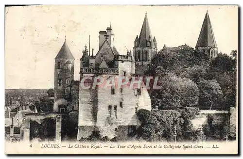 Cartes postales Loches Le Chateau Royal La Tour D&#39Anges Sorel Et La Collegiale Saint Ours