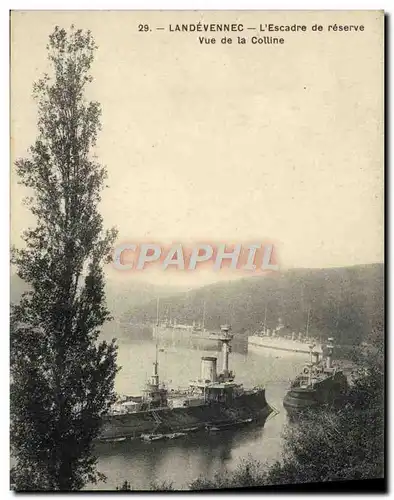 Cartes postales Landevennec L&#39Escadre De Reserve Vue De La Colline Bateaux