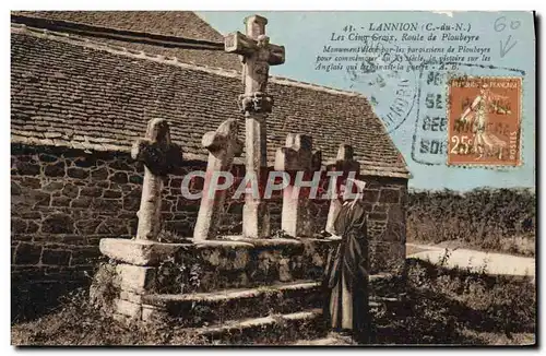 Ansichtskarte AK Lannion Les Cinq Croix Route De Ploubeyre Daguin Femme Folklore