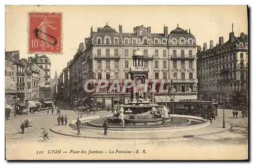 Cartes postales Lyon Place Des Jacobins La Fontaine Tramway