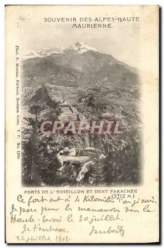 Cartes postales Souvenir Des Alpes Haute Maurienne Forts de l&#39Esseillon et dent parachee Cachet Bramans