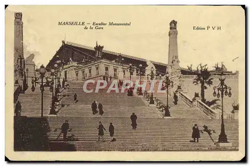 Cartes postales Marseille Escalier monumental de la gare