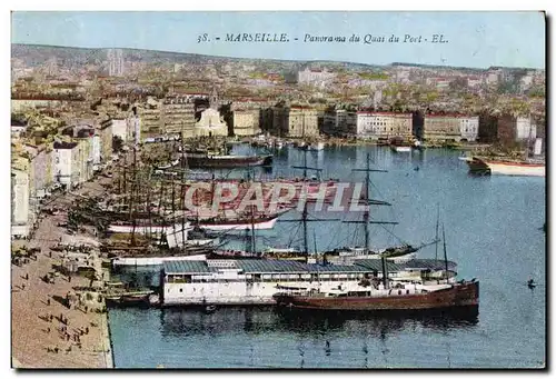 Ansichtskarte AK Marseille Panorama du quai du port Bateaux