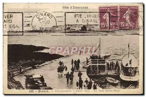 Cartes postales Dinard Debarcadere A Basse Mer En face Saint Malo Bateau