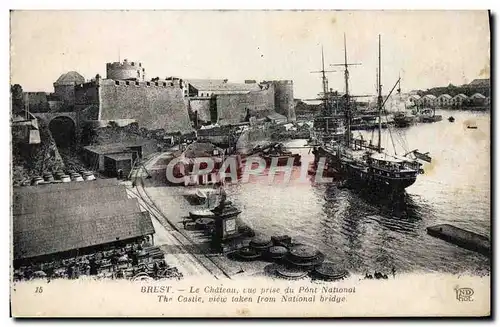 Ansichtskarte AK Brest Le Chateau Vue Prise Du Pont National Bateau