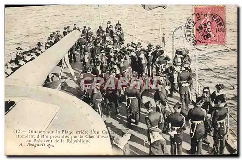 Cartes postales Officiers Sur La Plage Arriere D&#39Un Cuirasse