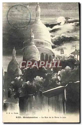 Ansichtskarte AK Paris Montmartre La Rue De La Barre La Nuit Sacre Coeur