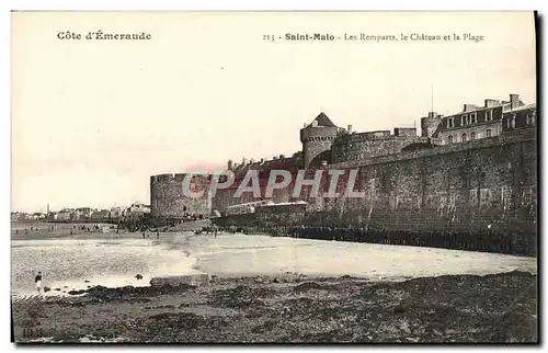 Ansichtskarte AK Saint Malo Les Remparts Le Chateau Et La Plage