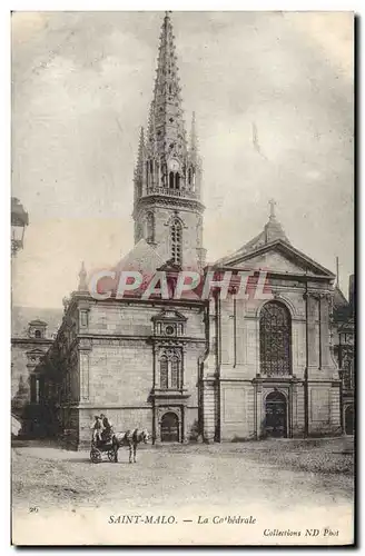 Cartes postales Saint Malo La Cathedrale Attelage Cheval