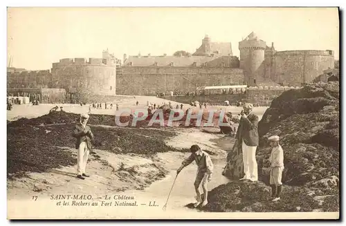 Ansichtskarte AK Saint Malo Le Chateau Et Les Rochers Au Fort National