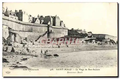 Ansichtskarte AK Saint Malo La Plage De Bon Secours